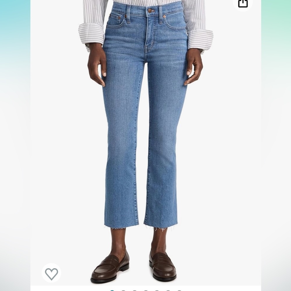 Madewell Cali Demi-Boot Cut Raw Hem blue Denim waist 25 button fly